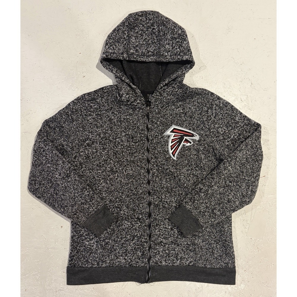 NFL Team Apparel Womens 1X Atlanta Falcons Gray Full Zip Hoodie Sweatshirt